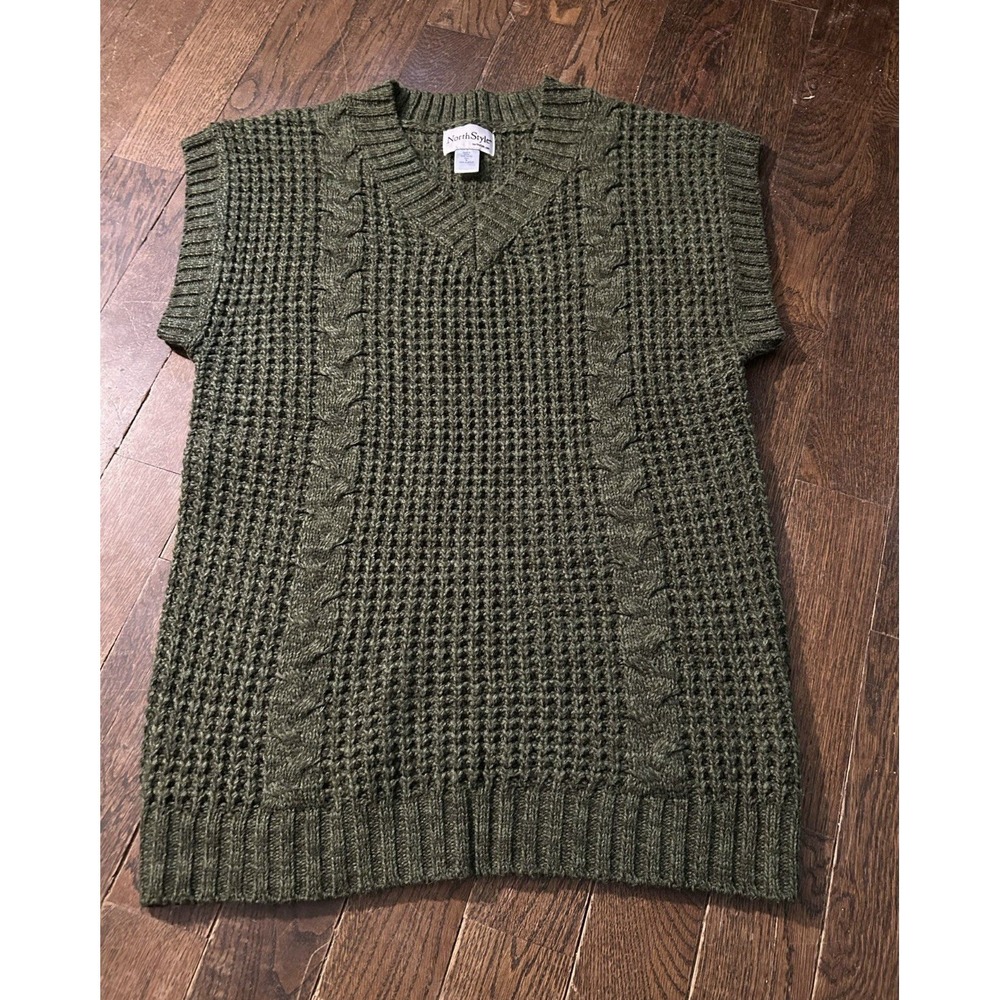 North Style Women's Green Cable‎ Textured Sweater Size Medium